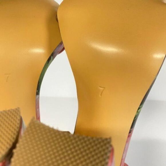 FSJ Flower Floral Open Toe Chunky Heels Ankle Strap Sandals Wedding Bridal Shoes - Picture 5 of 5